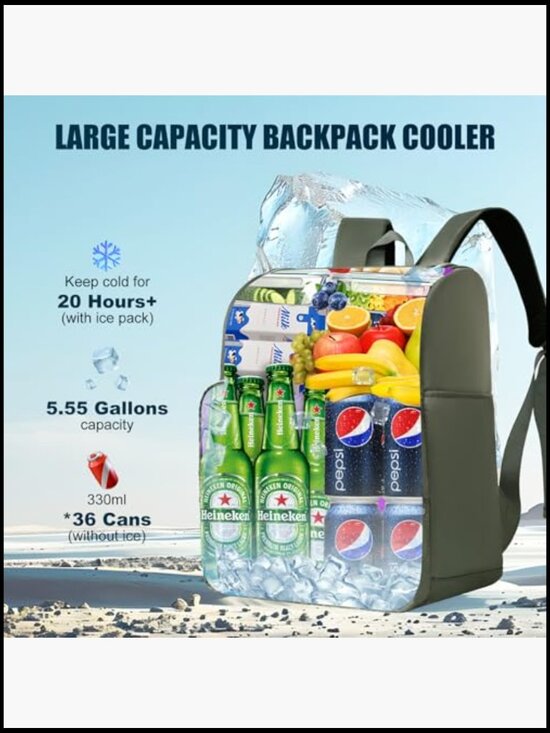 Insulated Leakproof Backpack Cooler Large Capacity Waterproof for Outdoor Travel main image 5